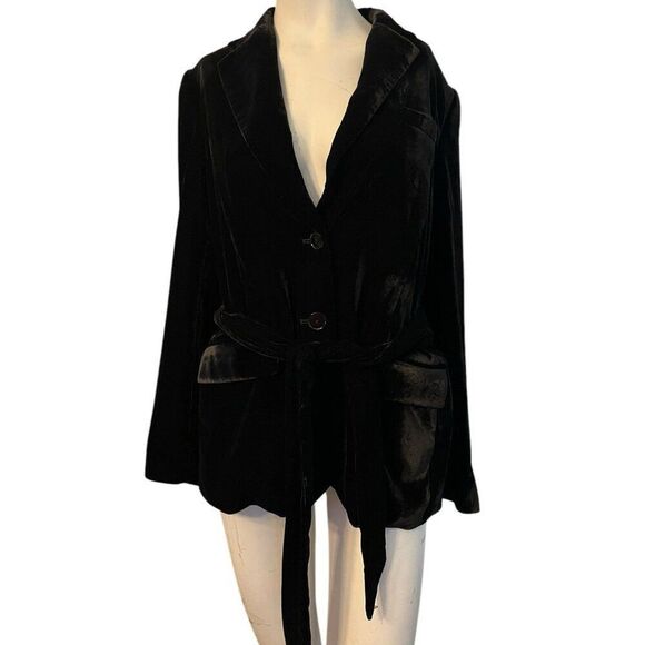 Ralph Lauren Ladies Size 8 Black Velvet Blazer Pockets Belted ButtonsNWT $348 - Picture 1 of 9